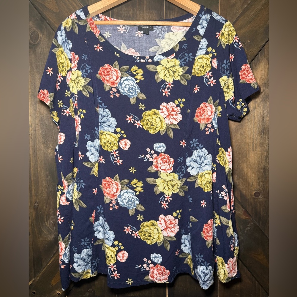 Torrid Blue Floral Relaxed T-Shirt